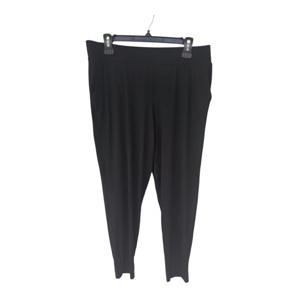 Eileen Fisher Pull On Pants Size PL Black Women Cropped 32x25 Minimalist - Picture 1 of 11